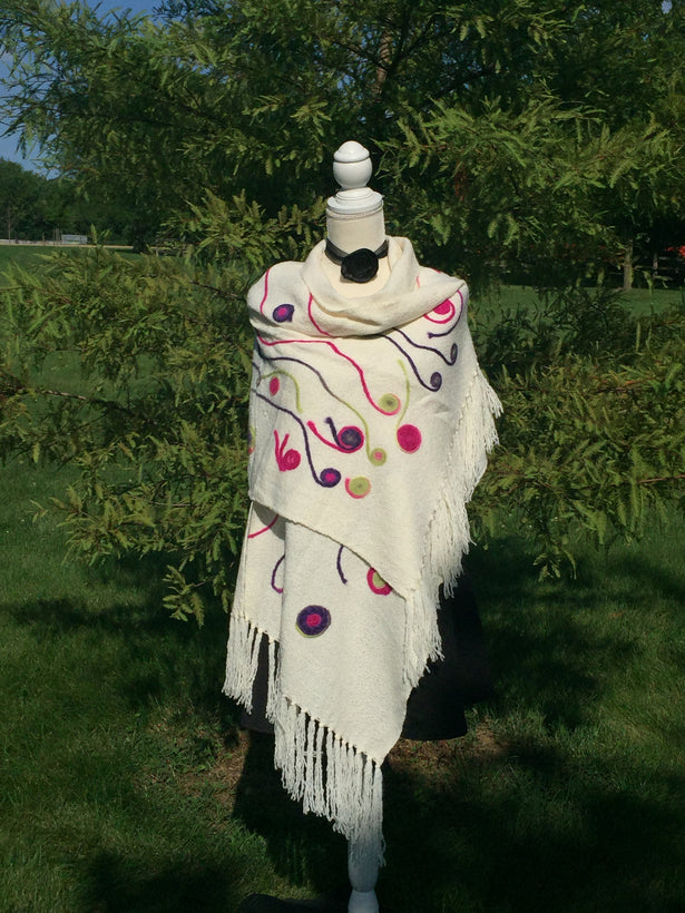 Fringed Shawl Embroidered