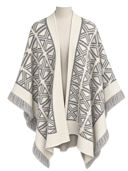 Chilean Geometric Fringed Ruana