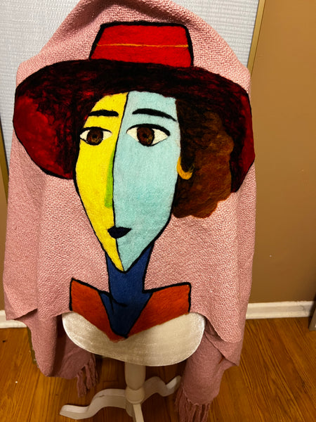 Art Collection Shawl. Woman's face