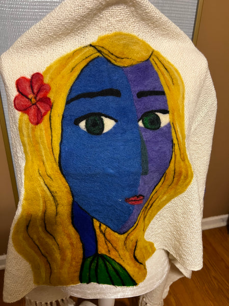 Art Collection Shawl. Woman's face