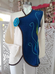 Cardigan Bi Color Embroidery