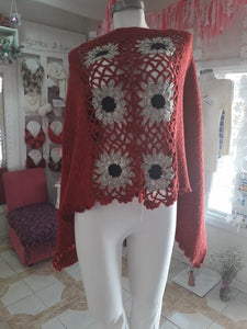 Side granny square Poncho