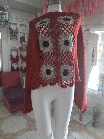 Side granny square Poncho