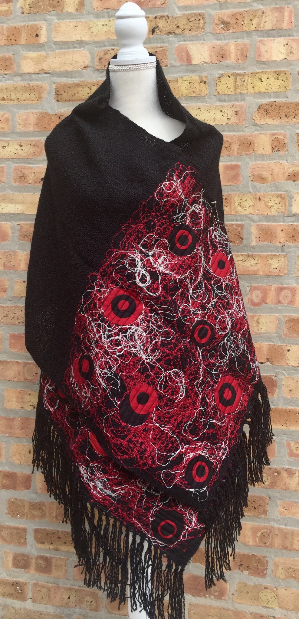 Fringed Shawl Embroidered Mandalas