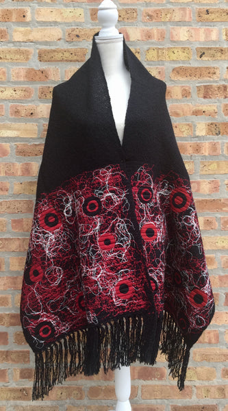 Fringed Shawl Embroidered Mandalas