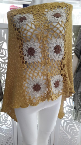 Side granny square Poncho
