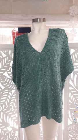 V Neck Cape Spring Slim Open Knit