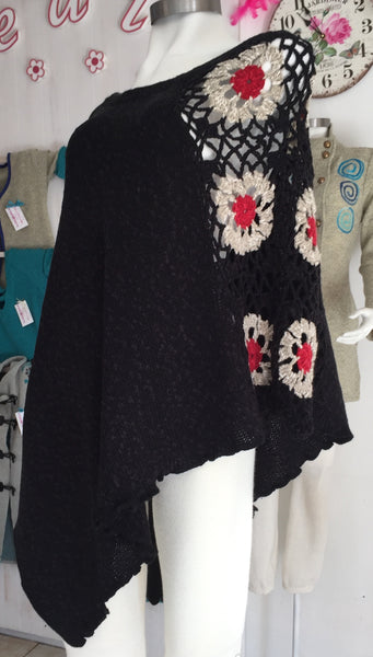 Side granny square Poncho