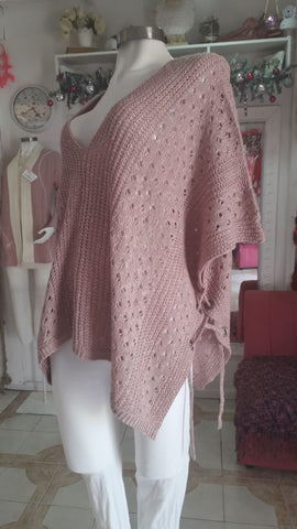 V Neck Cape Spring Slim Open Knit