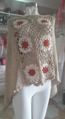 Side granny square Poncho