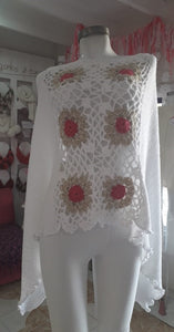 Side granny square Poncho
