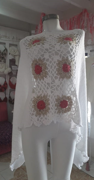 Side granny square Poncho