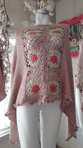 Side granny square Poncho