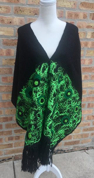 Fringed Shawl Embroidered Mandalas