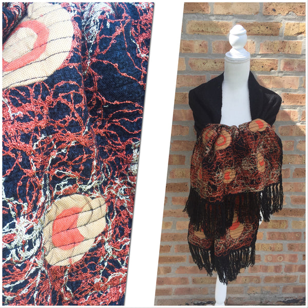 Fringed Shawl Embroidered Mandalas