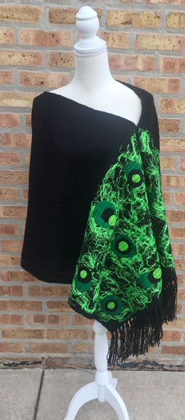 Fringed Shawl Embroidered Mandalas