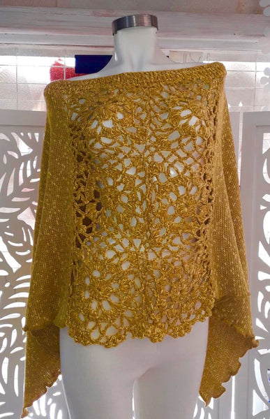 Side granny square Poncho
