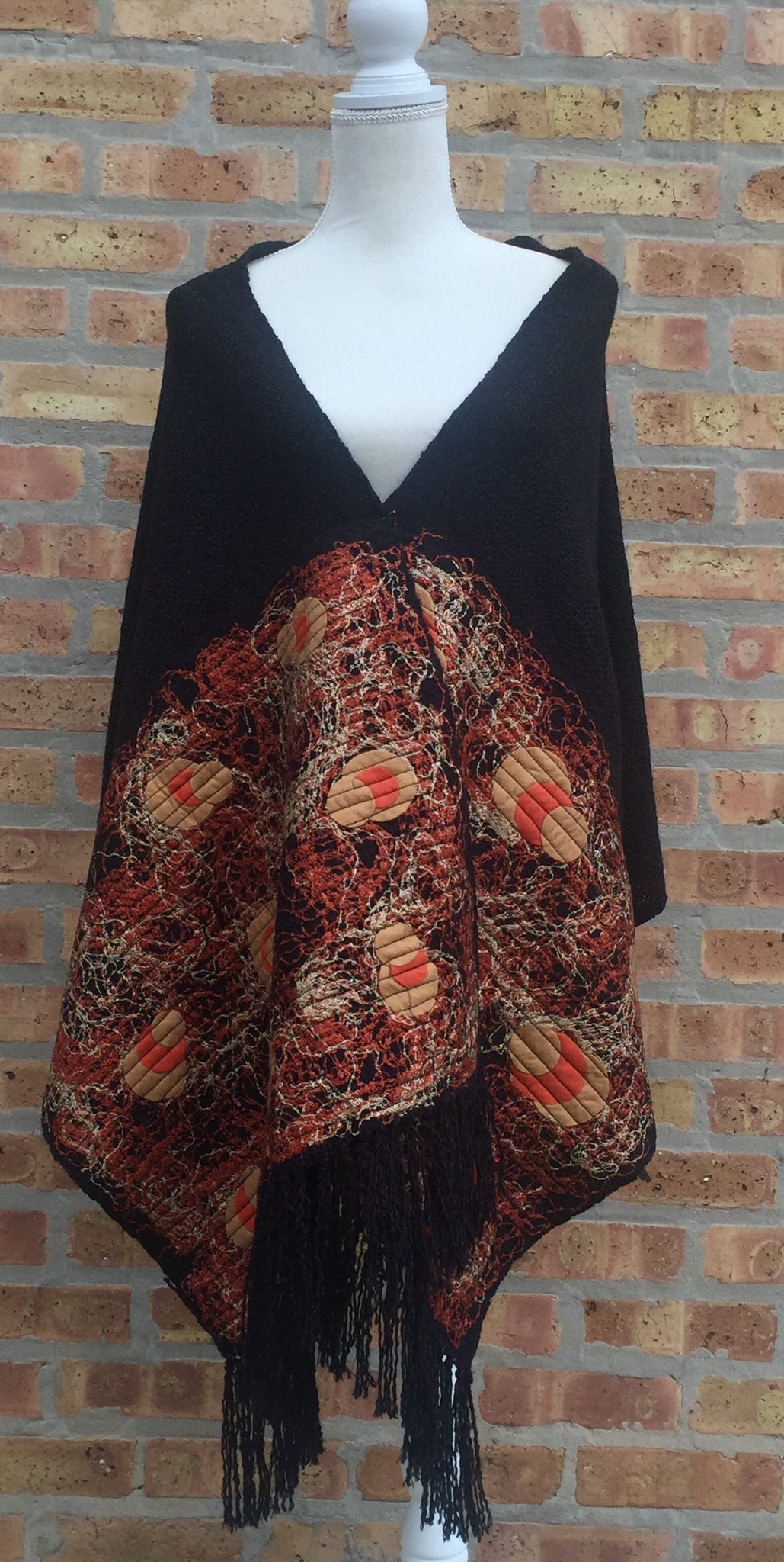 Fringed Shawl Embroidered Mandalas