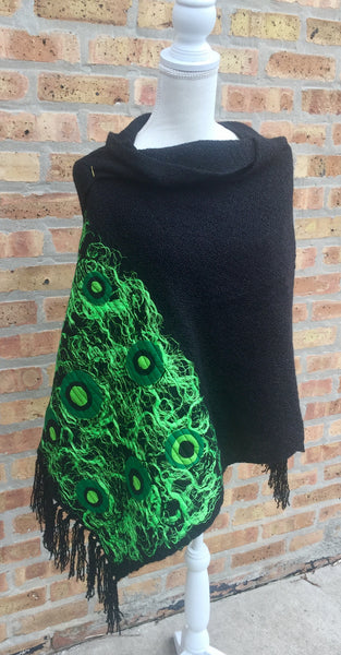 Fringed Shawl Embroidered Mandalas