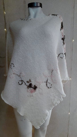 Hand-embroidered flower poncho